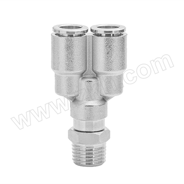 ANAIKE Y型螺纹三通 BPYB12-03 黄铜镀镍 快插12mm-快插12mm-外螺纹Rc3/8 1个
