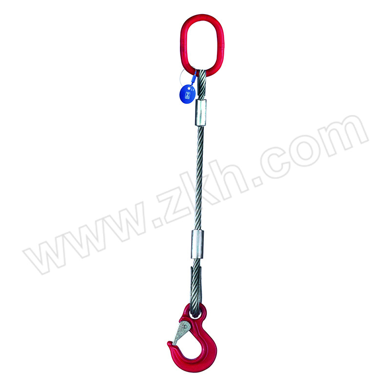 SPM/萨佩姆 单腿成套压制钢丝绳索具 SPM02-6081 01 额定载荷0.7t 钢丝绳直径8mm 使用长度1m 配眼型带舌吊钩 1个