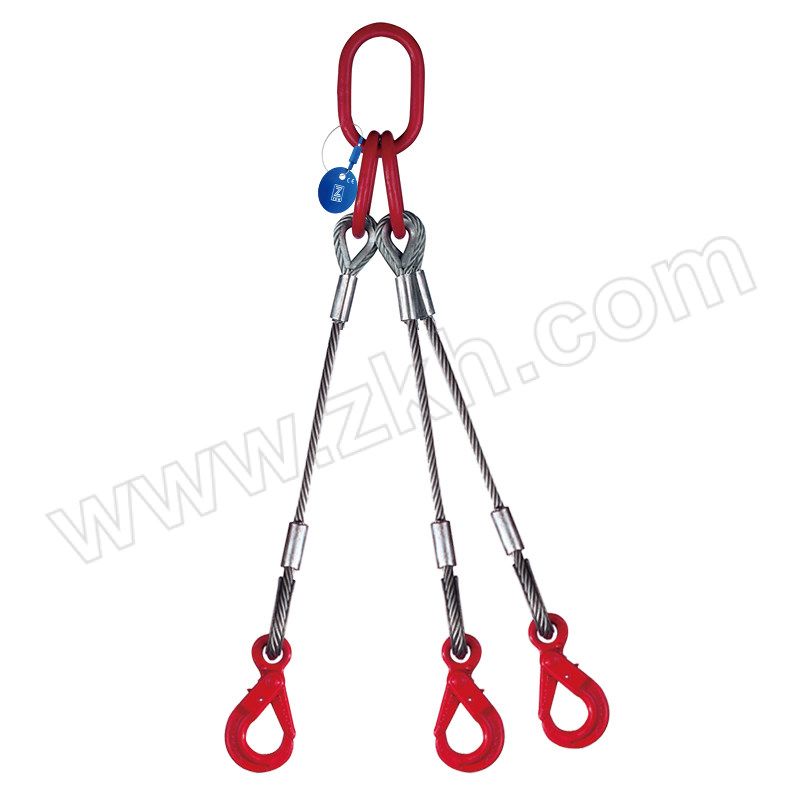 SPM/萨佩姆 三腿压制钢丝绳索具 SPM02-7103 03 0°~45°额定载荷2.1t 钢丝绳直径10mm 使用长度3m 配眼型自锁安全钩 1个