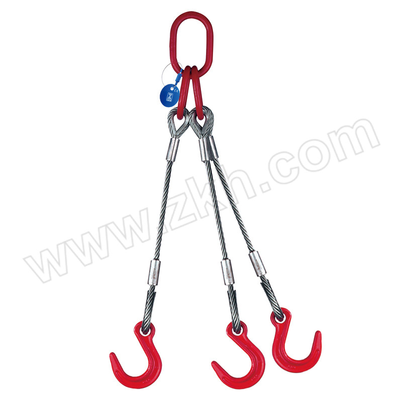 SPM/萨佩姆 三腿压制钢丝绳索具 SPM02-8203 035 0°~45°额定载荷8.4t 钢丝绳直径20mm 使用长度3.5m 配大眼宽口吊钩 1个