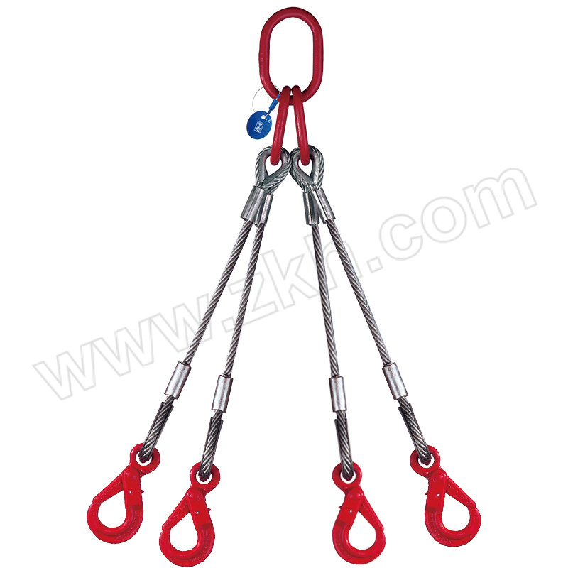 SPM/萨佩姆 四腿压制钢丝绳索具 SPM02-7224 08 0°~45°额定载荷10.5t 钢丝绳直径22mm 使用长度8m 配眼型自锁安全钩 1个