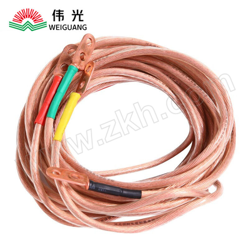 WEIGUANG/伟光 猴头式高压接地线 YD-JDXHT-10KV 0.5m猴头式棒(红杆)×3+25mm²软铜线(1m×3+5m)+接地夹+帆布包 1套 1套