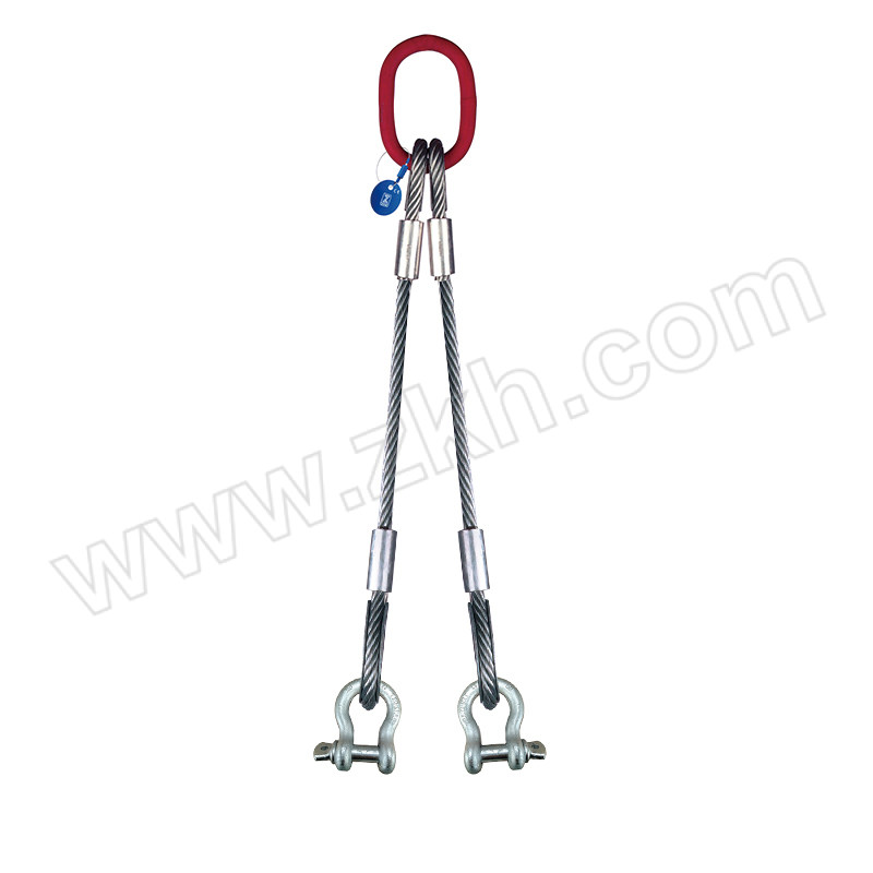 SPM/萨佩姆 双腿成套压制钢丝绳索具 SPM02-5122 08 0°~45°额定载荷2.1t 钢丝绳直径12mm 使用长度8m 配高强度弓形卸扣 1个