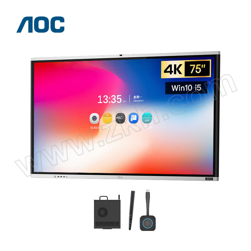 AOC 会议平板 75T14MC 75" 4K 内置摄像头麦克风 OPS+投屏器+智能笔 含标准安装 1套