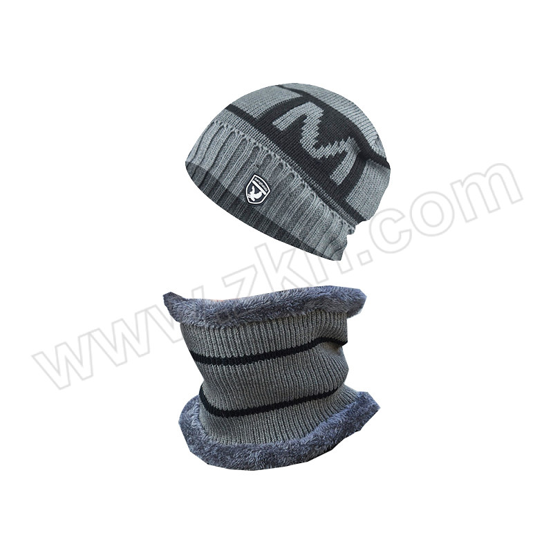 CNMF/谋福 保暖加厚棉帽围脖套装 深灰色 均码 含帽子×1+围脖×1 1套
