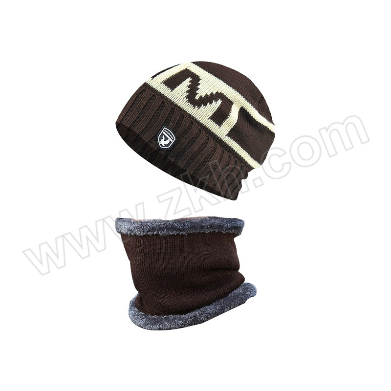 CNMF/谋福 保暖加厚棉帽围脖套装 咖啡色 均码 含帽子×1+围脖×1 1套