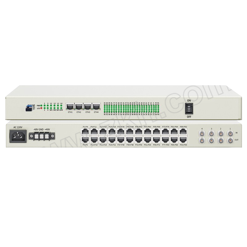 XUNPU/讯浦 PCM电话光端机 XN-4E1-4Q96L-LC 4E1+4百兆物理隔离以太网+96路电话 单模单纤LC接口120公里 1对