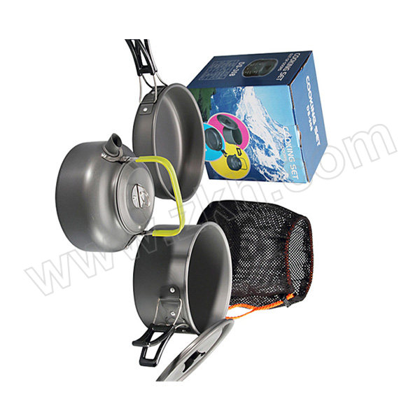 FTLY/飞图乐 户外锅具三件套 GJSJT01 水壶14×13cm 0.8L 大锅17.3×9.5cm 1L  平底锅 18×0.45cm 0.8L黑色 1套