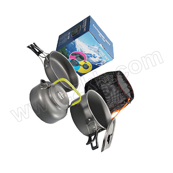 FTLY/飞图乐 户外锅具三件套 GJSJT01 水壶14×13cm 0.8L 大锅17.3×9.5cm 1L  平底锅 18×0.45cm 0.8L黑色 1套