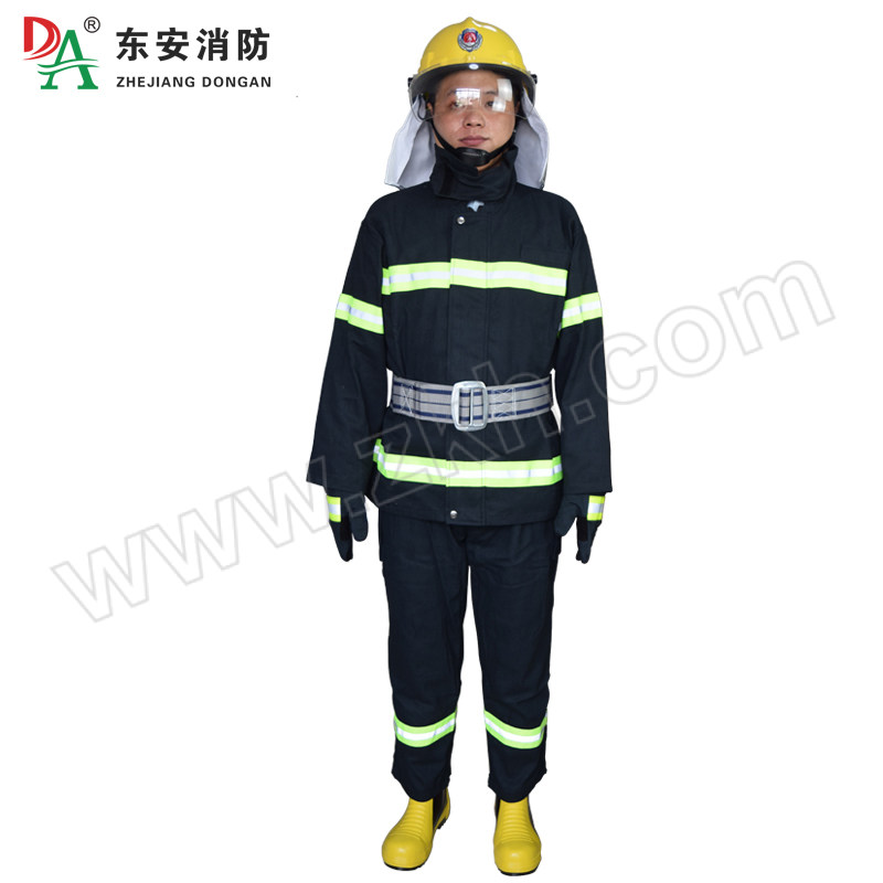 DONGAN/东安 02款夏季薄款消防训练服五件套(不含3C认证) DAFZ19 L 藏青色 含衣服×1+裤子×1+头盔×1+手套×1+腰带×1+42码靴子×1 1套