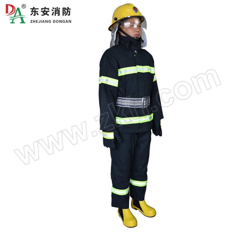 DONGAN/东安 02款夏季薄款消防训练服五件套(不含3C认证) DAFZ19 L 藏青色 含衣服×1+裤子×1+头盔×1+手套×1+腰带×1+42码靴子×1 1套