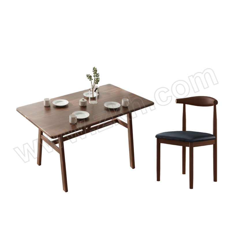 SX/韶希 简约餐桌一桌四椅胡桃纹+黑色 SX-QTZ-479 桌子尺寸1400×800×750mm 椅子尺寸380×350×740mm 1套
