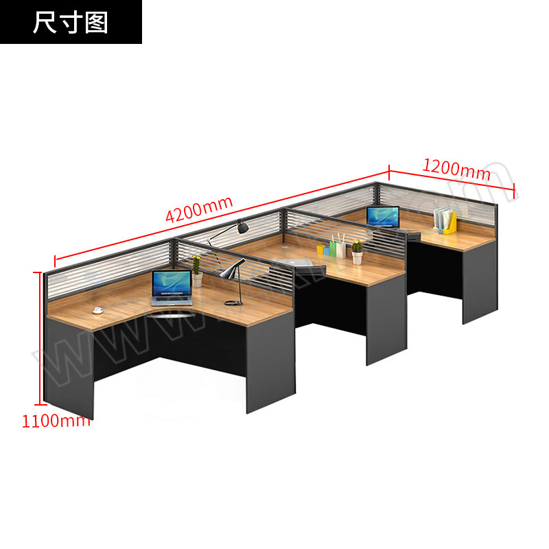 SH/斯翰 F型三人位转角职员办公桌含柜 PF-04 1套