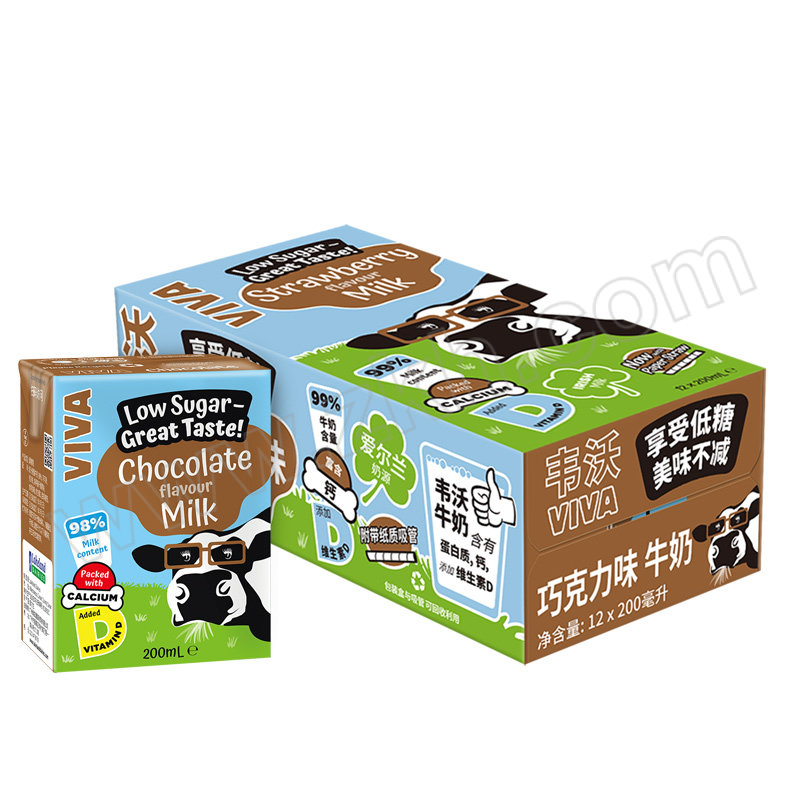 VIVA/韦沃 巧克力味牛奶 5099869748609 200mL×12盒 1提