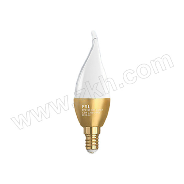 FSL/佛山照明 拉尾泡 晶亮系列 金色 220V 5.5W 827K E14 φ37×124mm 1个