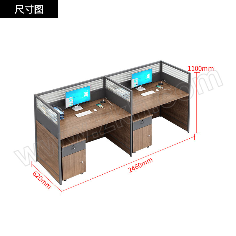 SH/斯翰 并排两人位职员办公桌含柜 PF-103 1套
