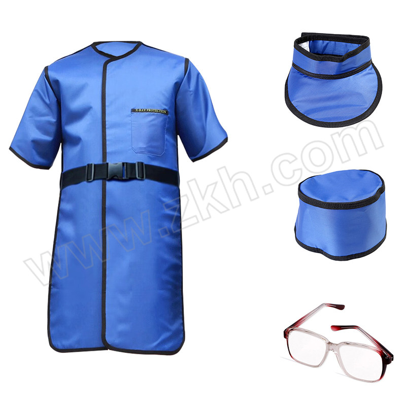 KANGYUN/康韫 防辐射半袖单面防护服套装 201202-3-3 均码 蓝色 0.35mmPb 含半袖单面衣×1+围领×1+防护帽×1+普通铅眼镜×1 1套