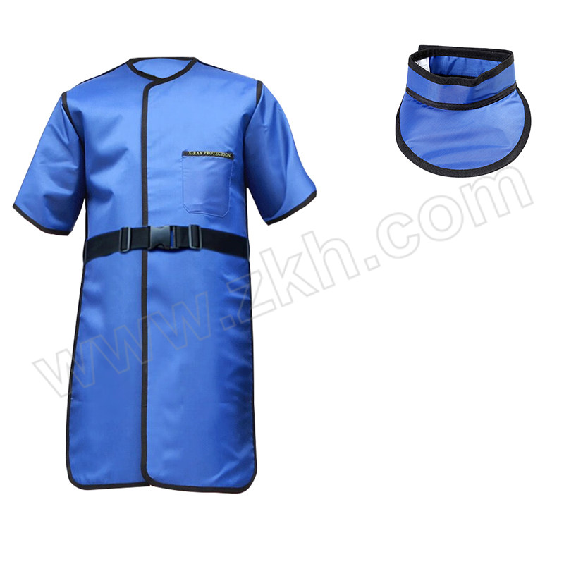 KANGYUN/康韫 防辐射半袖双面防护服套装 201202-3-19 均码 蓝色 0.5mmPb 含半袖双面衣×1+围领×1 1套