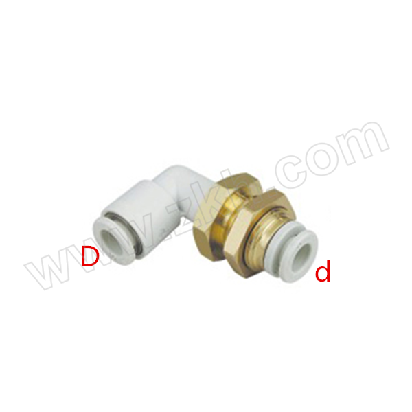 ANAIKE 变径隔板弯管 KQ2LE06-04 黄铜+塑料 快插6mm-快插4mm 1个
