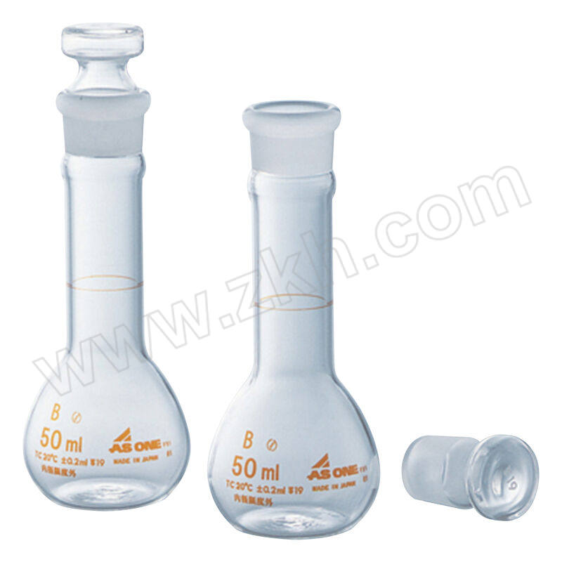 ASONE/亚速旺 短型容量瓶(带检定证书) 1-8566-01-DZ 50mL 1个