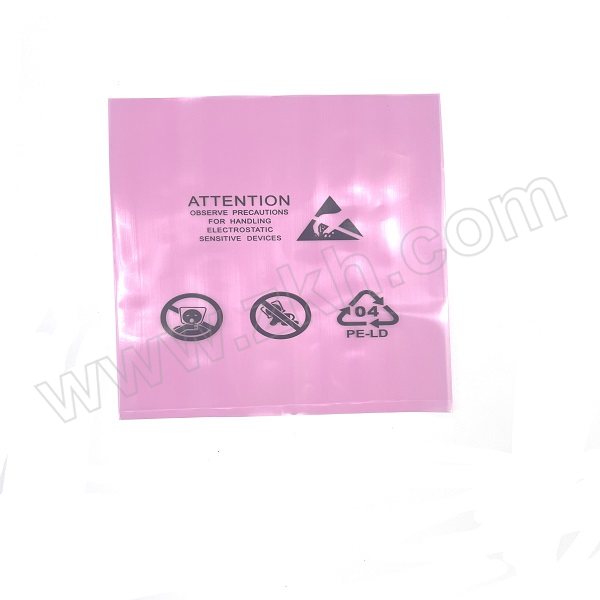 STH/萨特亨 粉红色防静电印刷PE袋 15020020 200×150mm 单面厚度0.1mm 短边开口 1包