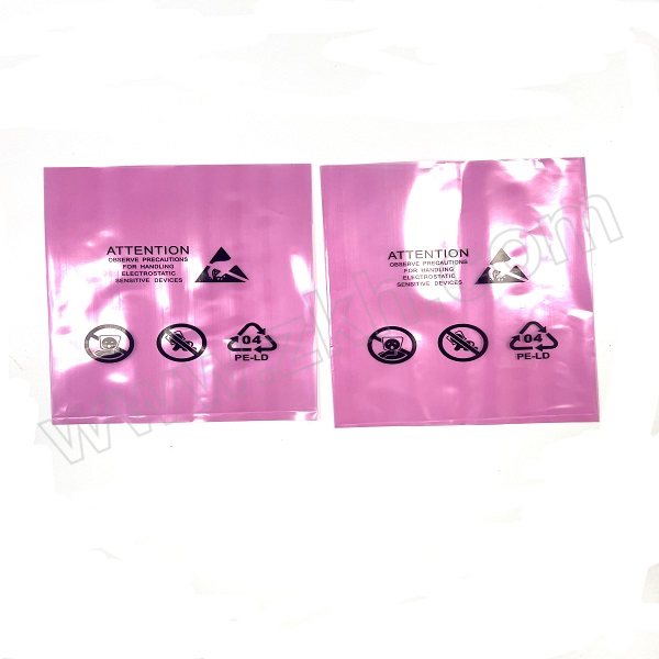 STH/萨特亨 粉红色防静电印刷PE袋 15020020 200×150mm 单面厚度0.1mm 短边开口 1包
