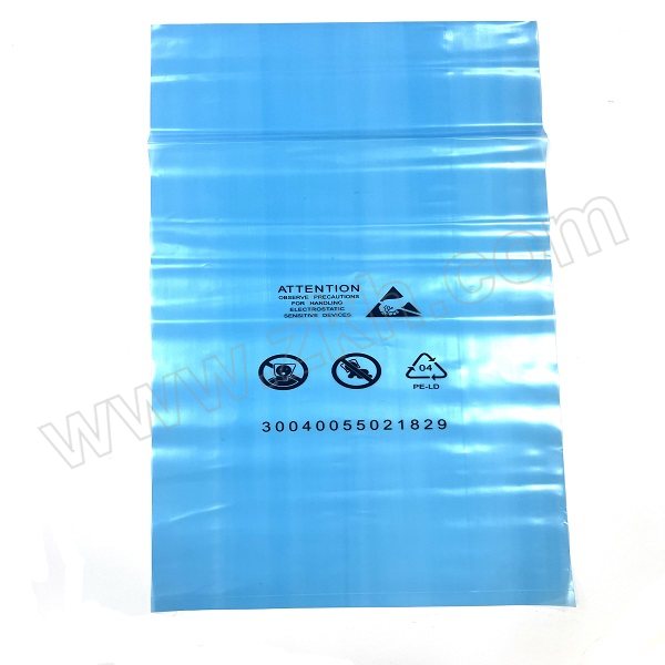 STH/萨特亨 防静电印刷PE袋 30×60cm 双面20丝 蓝色 1包