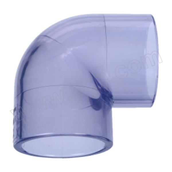 SHCN/协羽塑胶 UPVC透明90°弯头 dn50 国标 1.0MPa 适配管外径50mm 透明蓝 1个