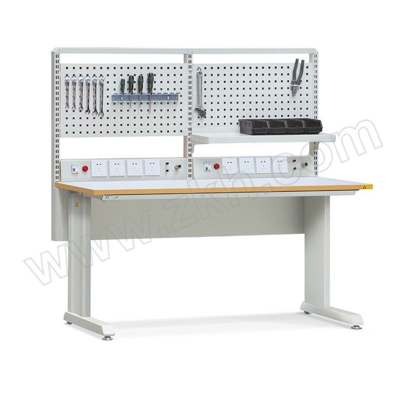 VBANG/位邦 标准型防静电挂板工作桌 95.5513 尺寸1830×750×760+996mm 防静电灰色 方孔板+搁板+电源盒 1台