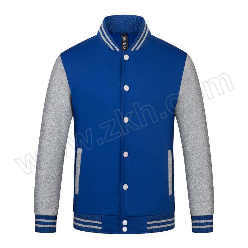 QIANYIYANG/千以扬 加绒扣子棒球服 TY-HT-312 4XL 克莱因蓝+灰色 1件
