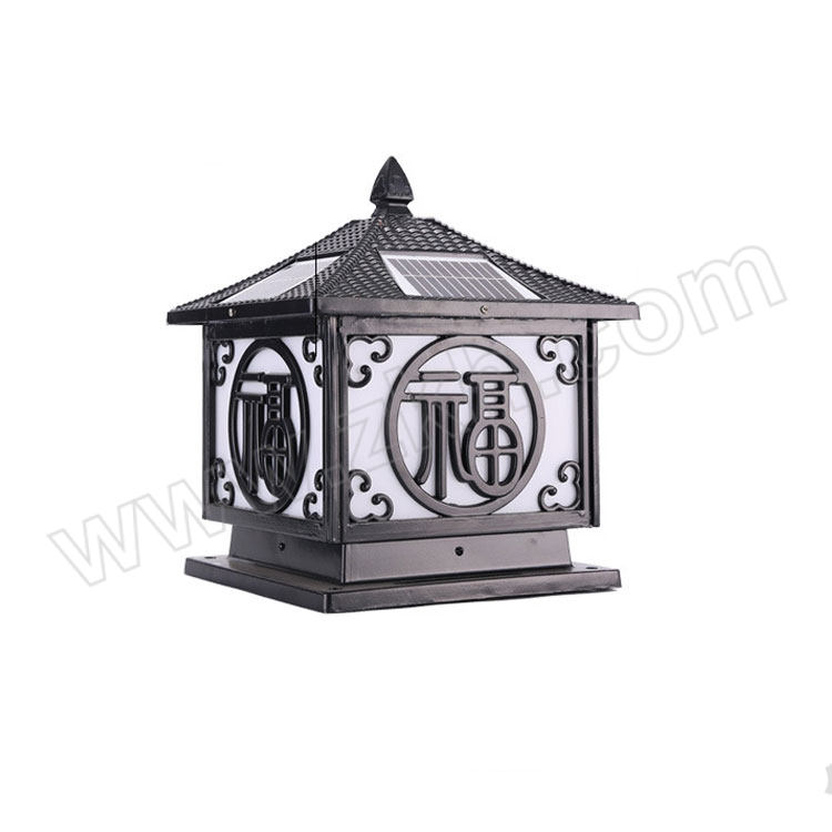 HSCOPE/豪思克普 太阳能柱头灯 HSKP-ZTD342 250×250×330mm 小号 中字 古铜色 冷暖光可调 1个