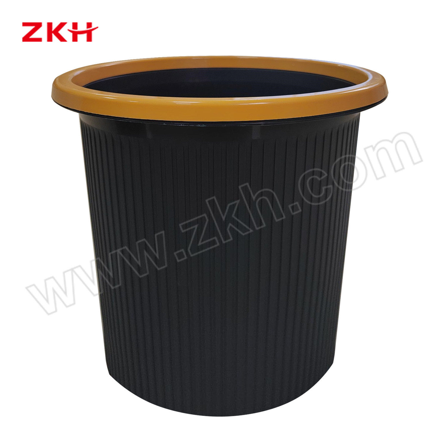 ZKH/震坤行 圆形压圈垃圾桶 ZKH-LJT-SL10L 中号 10L 黑色桶体+橙色压圈 1个