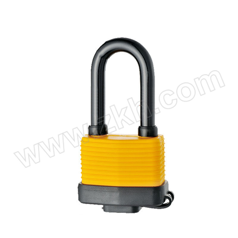 AXD/安先达 橡胶外壳钢制长梁挂锁 MJA-17 黄色 不通开 含钥匙×3 1把