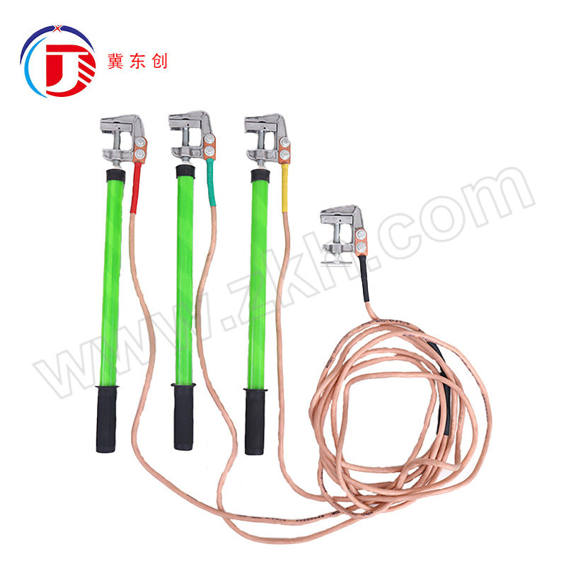DONGCHUANG/冀东创 35KV25方平口接地线+地夹 DC-JIX-平口地夹24 1.5m平口螺旋接地棒×3+25mm²软铜线(3×3+7m) 1套