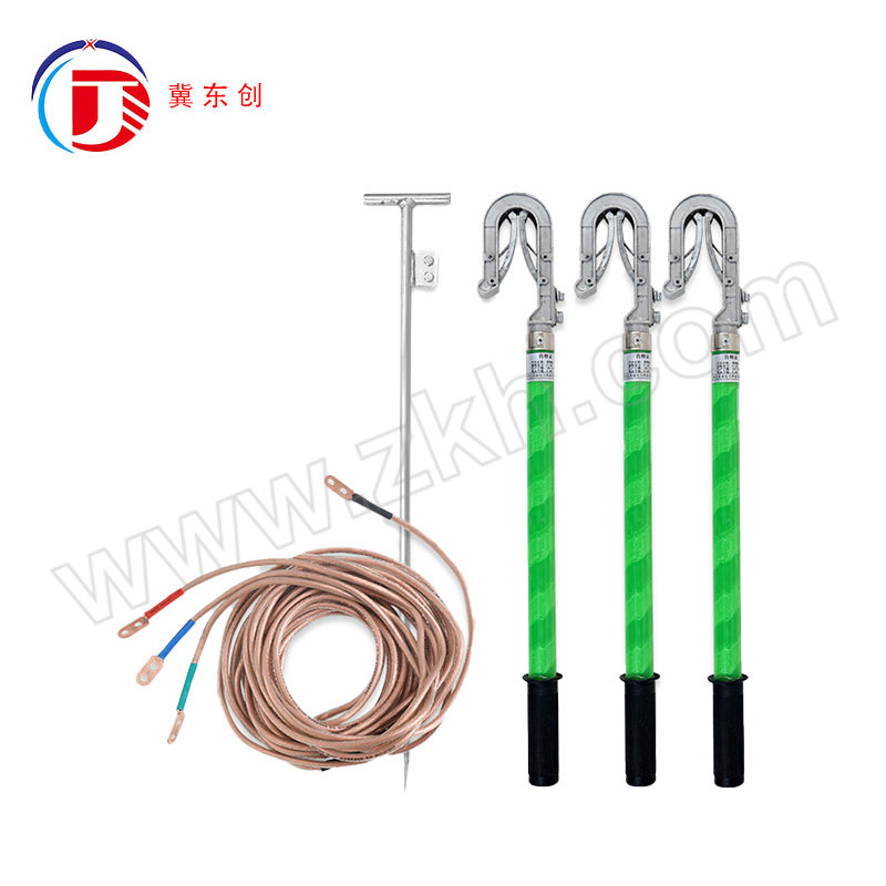 DONGCHUANG/冀东创 35KV25方双簧接地线+地针 DC-JIX-双簧地针24 1.5m双簧螺旋接地棒×3+25mm²软铜线(3×3+7m) 1套