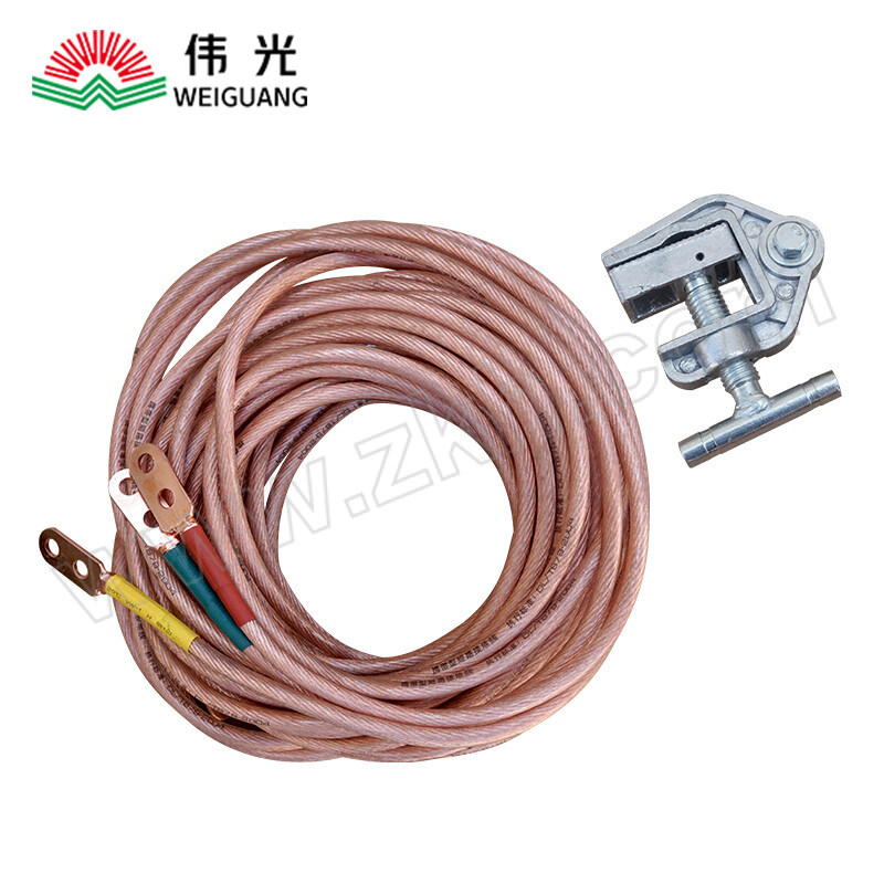 WEIGUANG/伟光 10kV高压接地线 YD-JDXPK-10KV 含1m平口手握接地棒（红杆）×3+25mm²软铜线(1m×3+3m)+铝地夹 含帆布包 1套 1套
