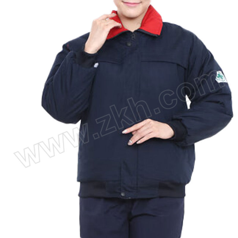 JIUZHEN/久臻 工厂车间劳保夹克棉服 ZST275 4XL 藏青色 红色领 1件