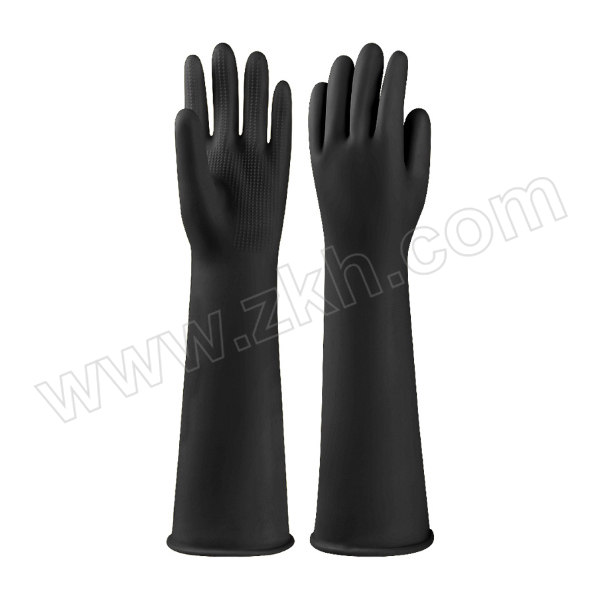 MAOZHENG/贸正 加厚耐酸碱工业乳胶手套 MZGY-60 均码 黑色 长60cm 1副