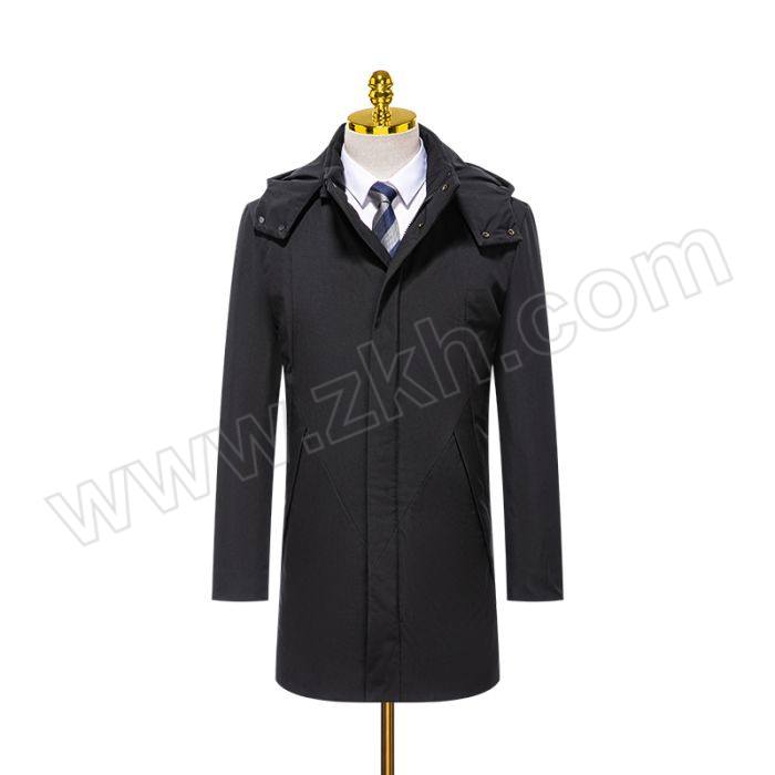 LIZHI/鹂芷 男士商务休闲中长款羽绒服 QTYR2203YW 170/88 黑色 1件