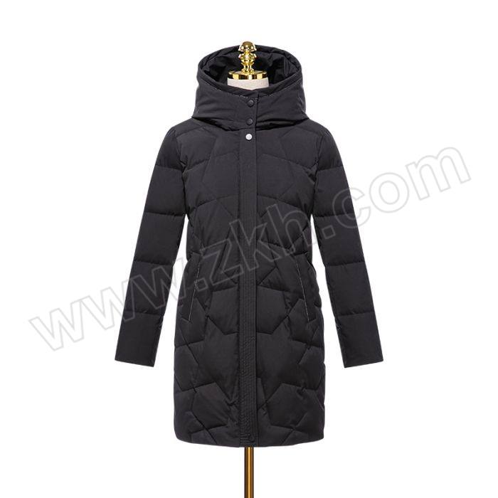 LIZHI/鹂芷 女士商务休闲中长款羽绒服 QTYR2204YW M 黑色 1件