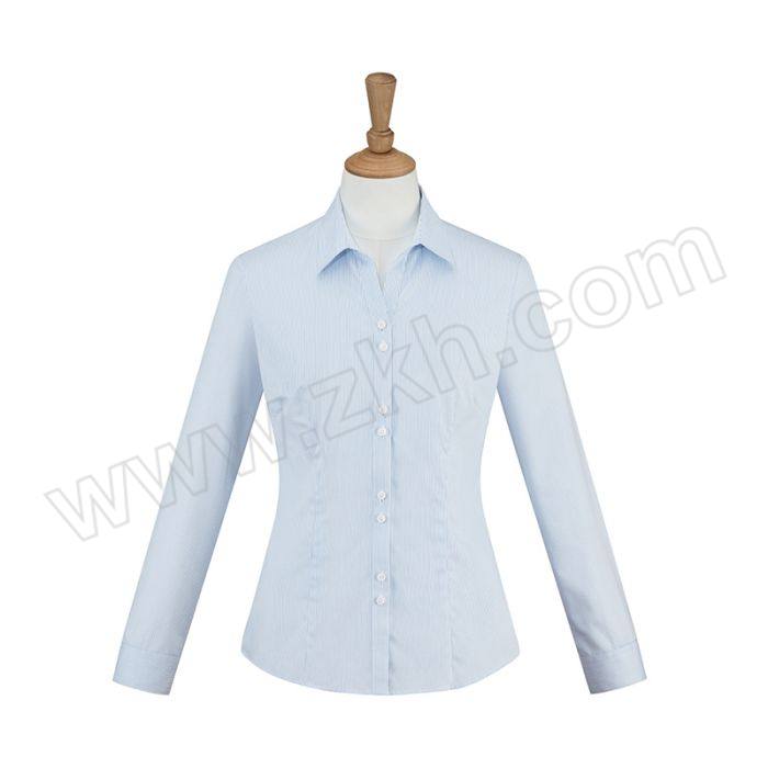 LIZHI/鹂芷 商务职业女士V领成衣免烫长袖衬衫 QTMTV-129 175/99A 蓝色 1件