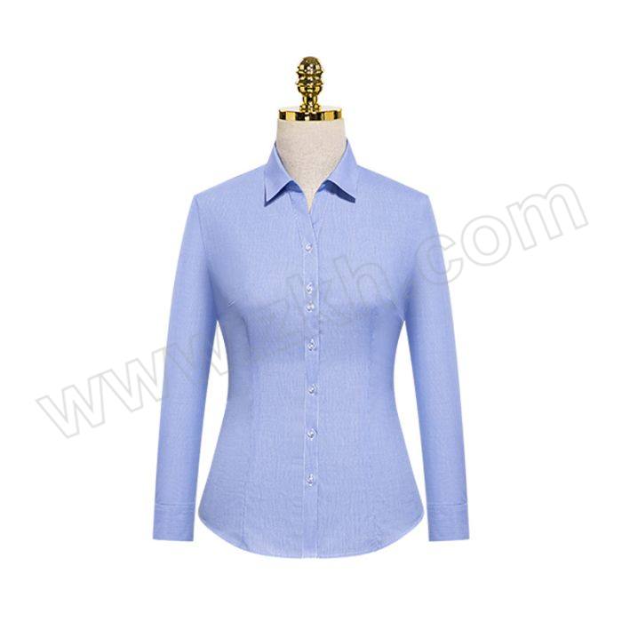 LIZHI/鹂芷 商务职业女士V领长袖衬衫 QTQDV-121 170/90A 米通蓝 1件