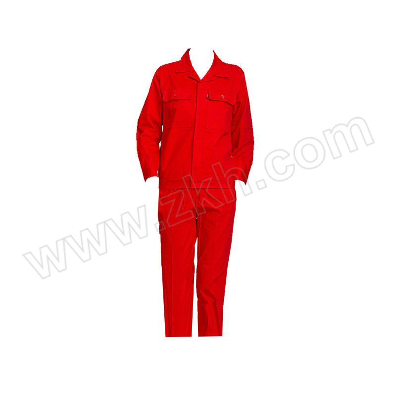 ZHELJ/浙蓝鲸 全棉加厚工作服套装 ZLJ-045 165码 红色 含上衣×1+裤子×1 1套
