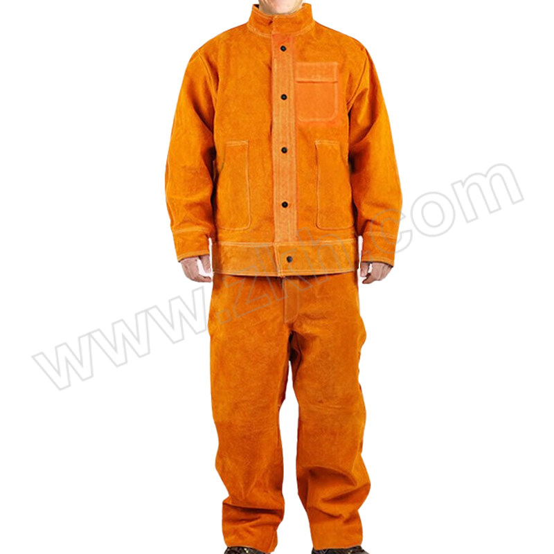 JIUZHEN/久臻 牛皮电焊分体服套装 ZST293 2XL 橘色 含上衣×1+裤子×1 1套