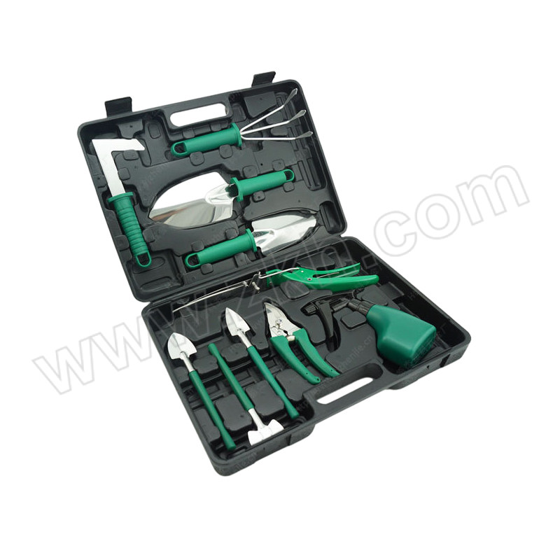 HUITUN/惠囤 不锈钢园艺工具套装 GT-004 含工具箱+大号铲子+小号铲子+三齿耙+不锈钢剪刀+喷壶+青苔铲+多肉三件套+修草剪 1套