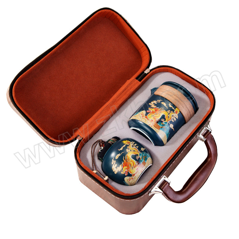 FANJIA/繁佳 龙年旅行茶具套装 LZL-蓝色 243×130×97mm 含手抓壶+茶叶罐+茶杯×3 1套