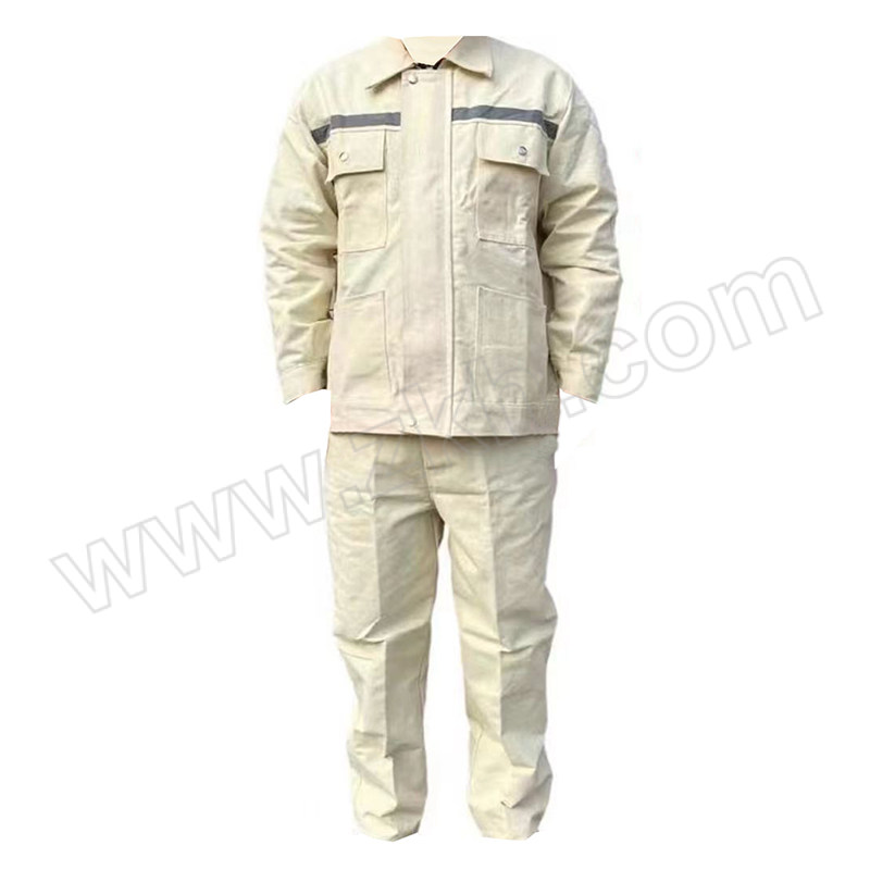 ZHELJ/浙蓝鲸 反光帆布电焊工作服套装 ZLJ-063 2XL 米白色 含上衣×1+裤子×1 1套