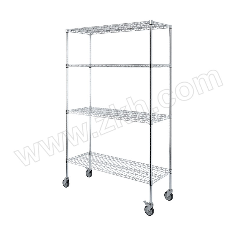 ZKH/震坤行 四层镀铬带轮线网货架 ZKH-TC12060161DP-4 单层承重250kg φ25×1200×600×1910mm 1个 1套