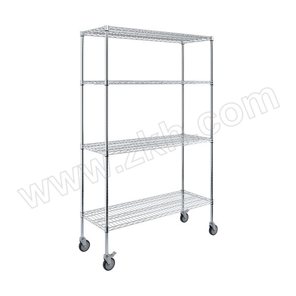 ZKH/震坤行 四层镀铬带轮线网货架 ZKH-TC12060161DP-4 单层承重250kg φ25×1200×600×1910mm 1个 1套