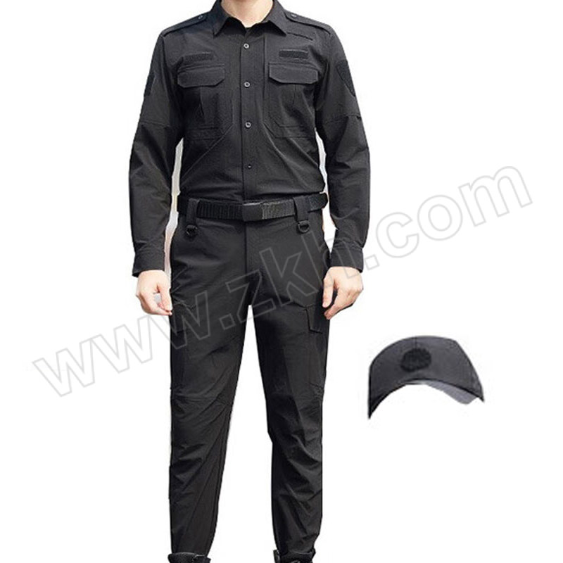 ALINIU/阿力牛 速干劳保工作服套装 AGF500 2XL 黑色 含上衣×1+裤子×1+帽子×1+腰带×1 1套